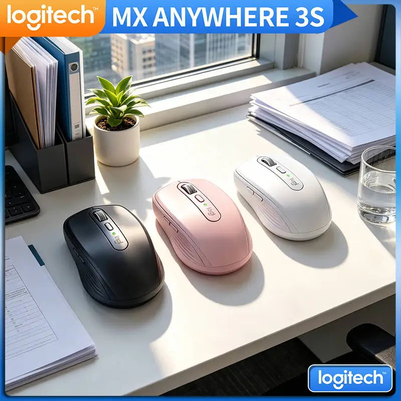 Logitech MX Anywhere 3S Portable Mouse - 8K DPI, MagSpeed Scroll, Silent Click, Anti-Slip Grip for Travel Use