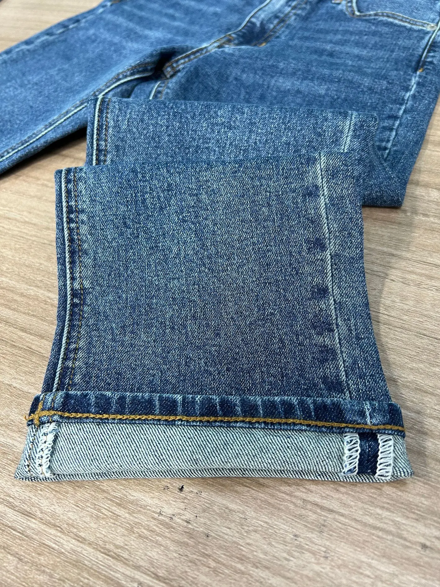 Jeans de cintura alta feminino, azul escuro, irregular, elástico, reto