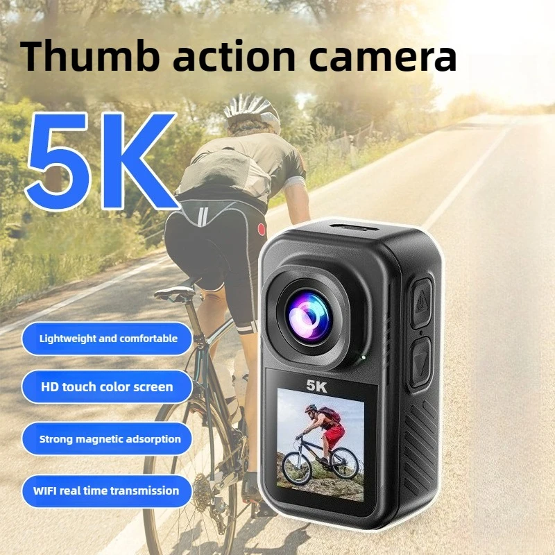 Cámara de bolsillo 5K UHD, cámara corporal de 60 fps, cámara deportiva portátil, 12 accesorios, pantalla dual giratoria
