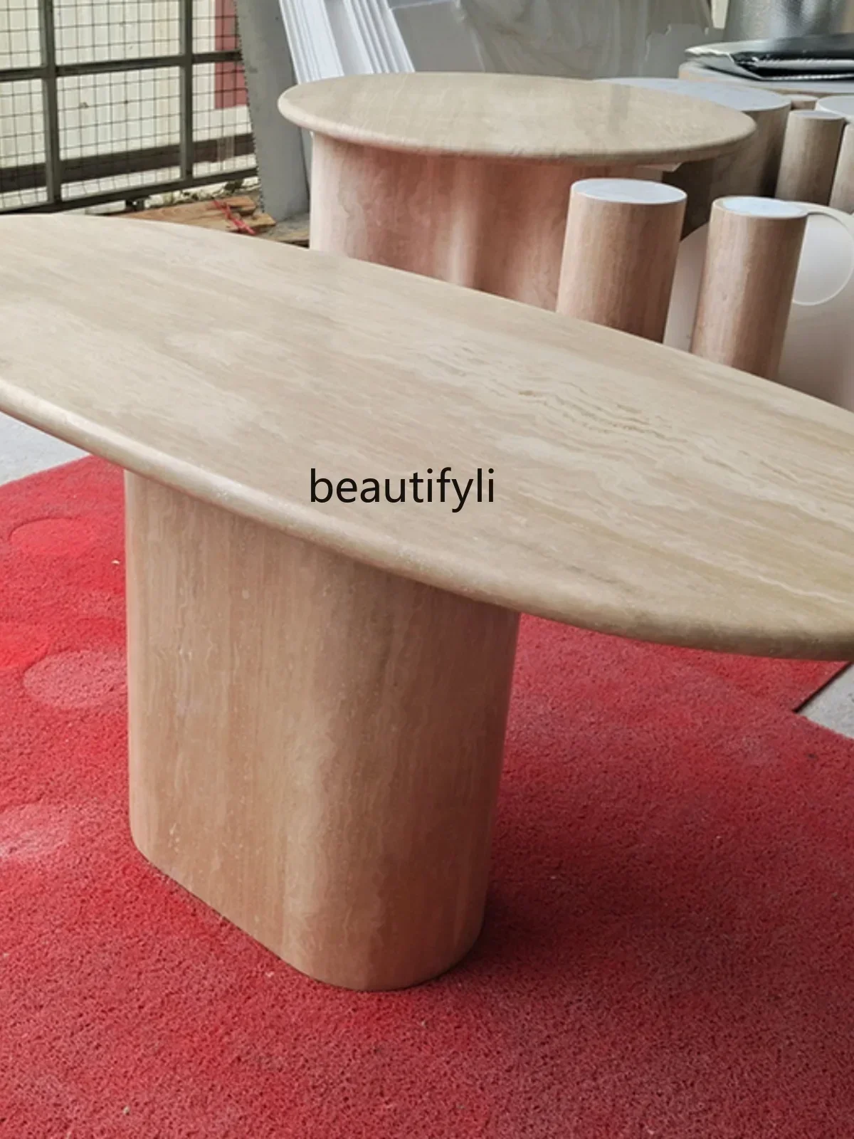 182Cave Stone Dining Table Rectangular Cave Stone Long Table Natural Quiet Style Dining Room TableQ