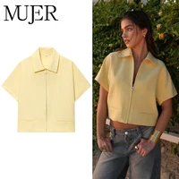 MUJER 2025 Chaqueta corta para mujer, chaquetas universitarias con cremallera para mujer, abrigos de manga corta para mujer, prendas de vestir exteriores informales, chaquetas de vacaciones para mujer