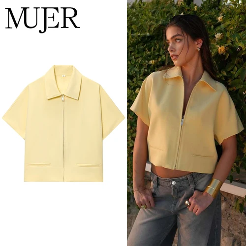 MUJER 2025 Chaqueta corta para mujer, chaquetas universitarias con cremallera para mujer, abrigos de manga corta para mujer, prendas de vestir exteriores informales, chaquetas de vacaciones para mujer