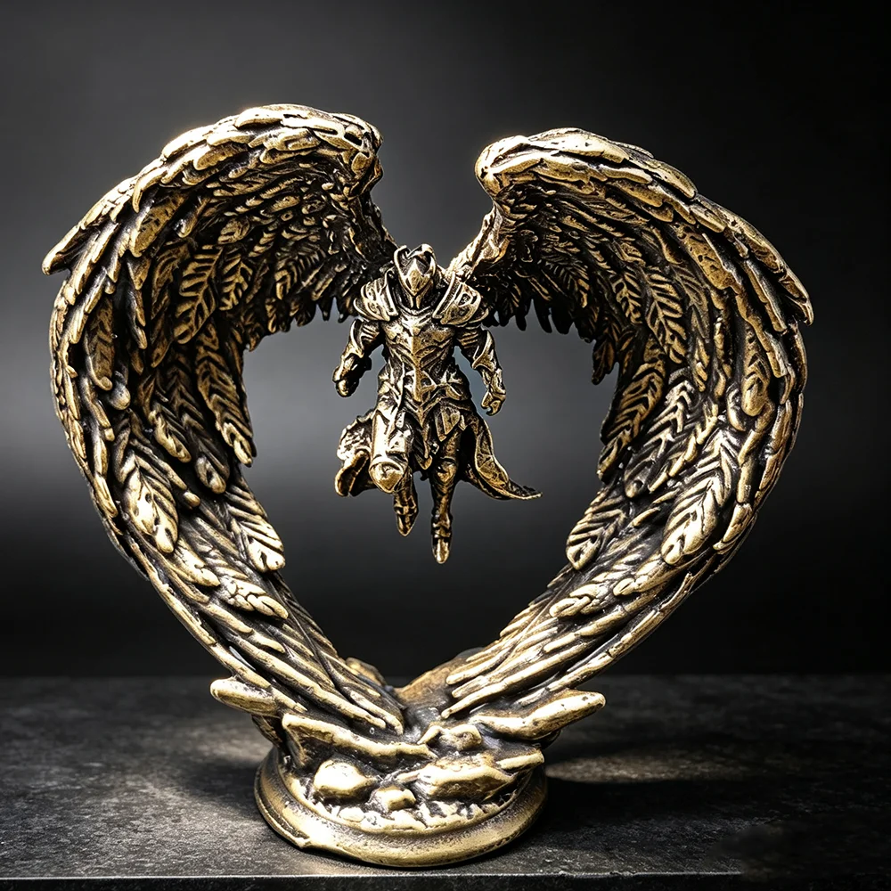 6cm Copper Miniatures Figurine Retro Angle Knight Model DIY Coloring Decoration Craft Gift for Men and Women