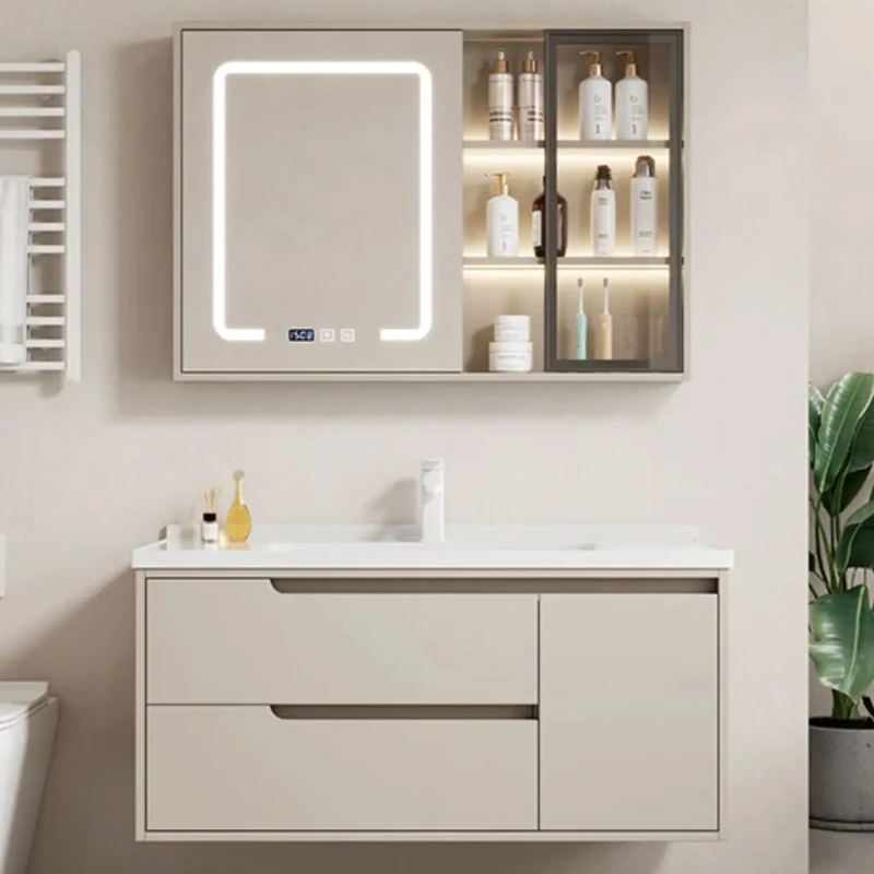 

Simple Luxury Bathroom Complete Set Accessories Shelf Cabinet Mirror Modern Hovedskapet Shelves Home Improvement Furniture