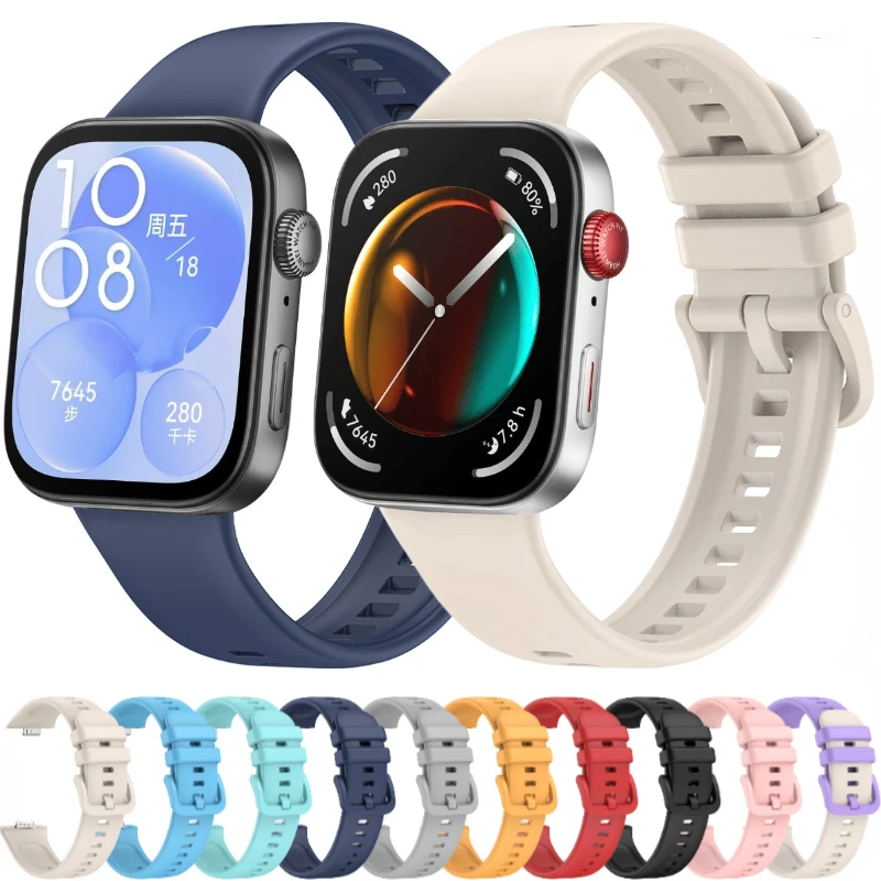 Official Silicone Strap For Huawei Watch Fit 5/4/3 Huawei Watch Fit 4 5 Pro Band Colorful Buckle Bracelet Accessories Wristband