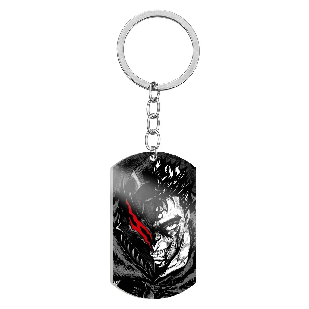 

Hot Anime Berserk Guts Keychain Stainless Steel Key Chain Cosplay Props Jewelry Gifts Low Price