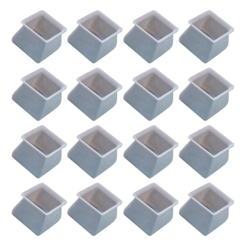 

32Pcs Chair Leg Caps Silicone Floor Protector Square Furniture Table Feet Cover Anti-Slip Bottom Chair Pads-Gray