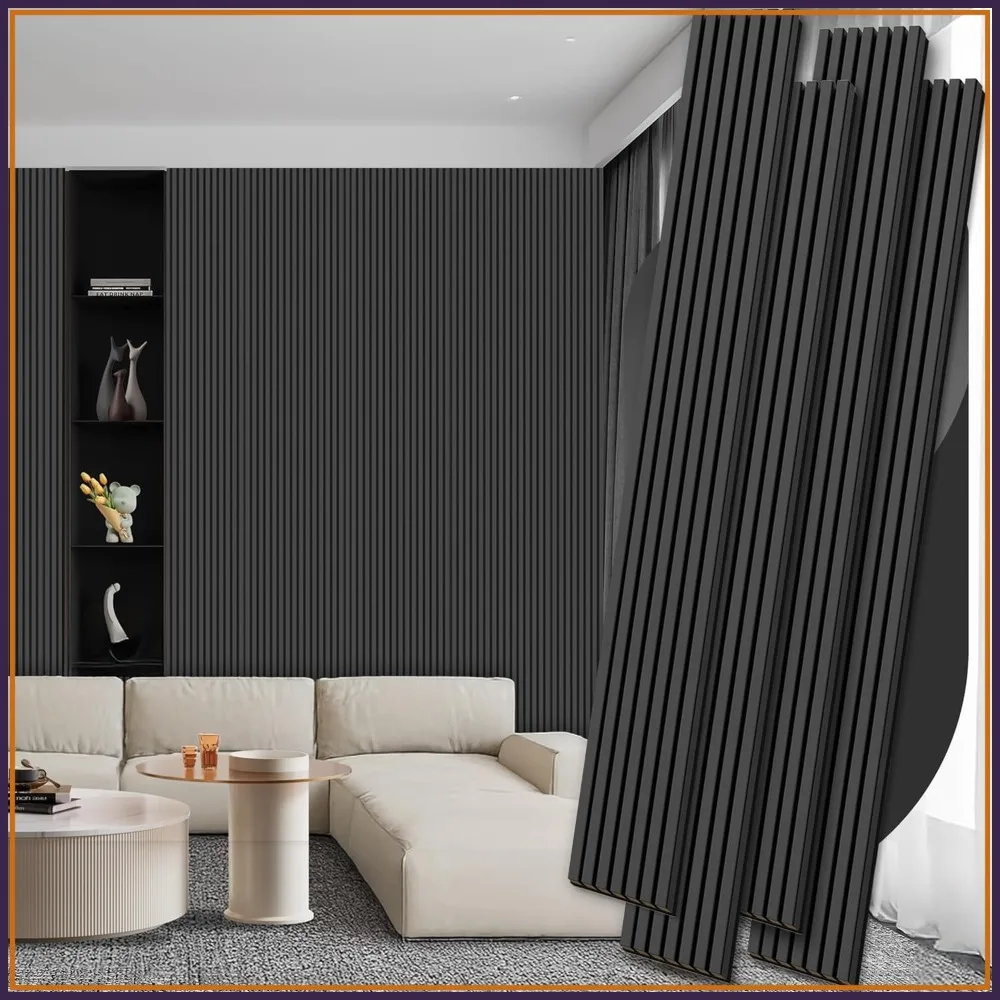 

4 Pack Wood Slat Acoustic Panels, 106.3"x11", Soundproof Wall Panels for Interior Decor