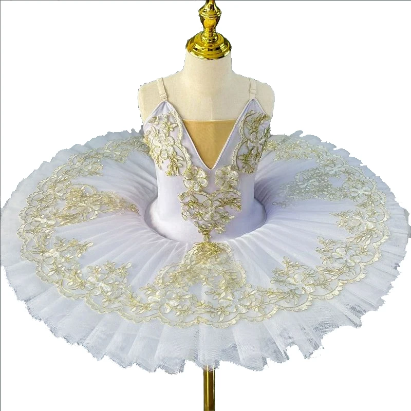 Body da balletto professionale Gonna tutu Bordi con volant Classico vestito da tutu di balletto Gonne pancake per ragazze Donne Performance 4 colori