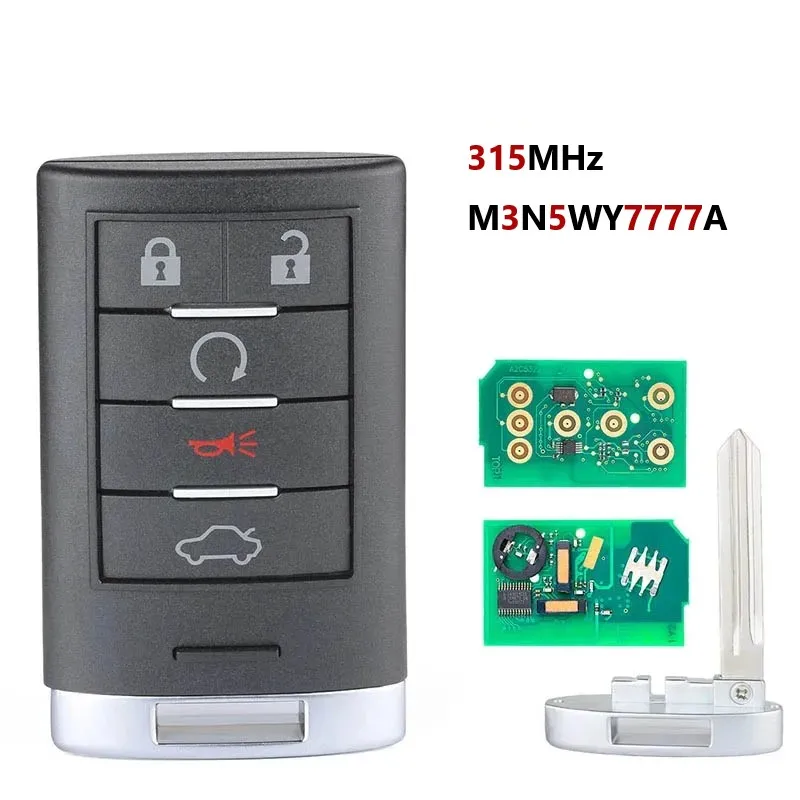 

5 Buttons M3N5WY7777A 315MHz ID46 Remote Car Key for Cadillac CTS STS 2008-2015 Repacement Fob Shell Case Car Accessories