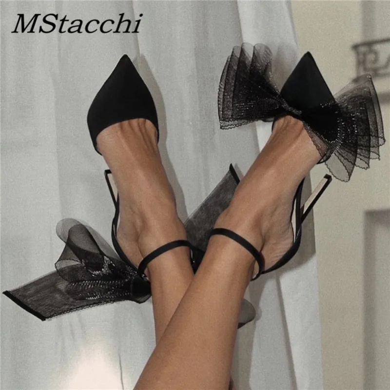 Big Butterfly-Knot Sandals Woman Summer 2024 High Heels Women Pumps Pointed Designer Shoes Mary Janes Sexy Stiletto Wedding Shoe