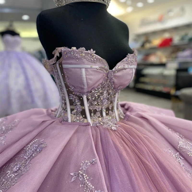 ANGELSBRIDEP Purple Princess Quinceanera Dresses Sexy Sweetheart Ball Gown Sweet 16 Long Court Train Vestidos 15 Anos