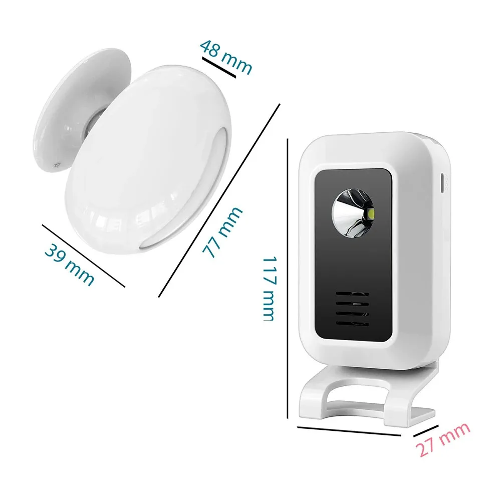 M7 Welcome Motion Sensor Security Alarm 32 Songs DoorBell Chime Wireless Smart Home LED Night Light for Office Window Door Shop