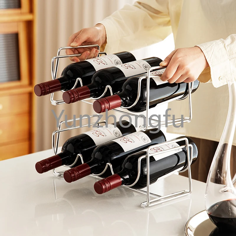 2023 Stainless Steel 304 Steady Countertop Desktop Table Stackable Wine Bottle Storage Display Holder Rack