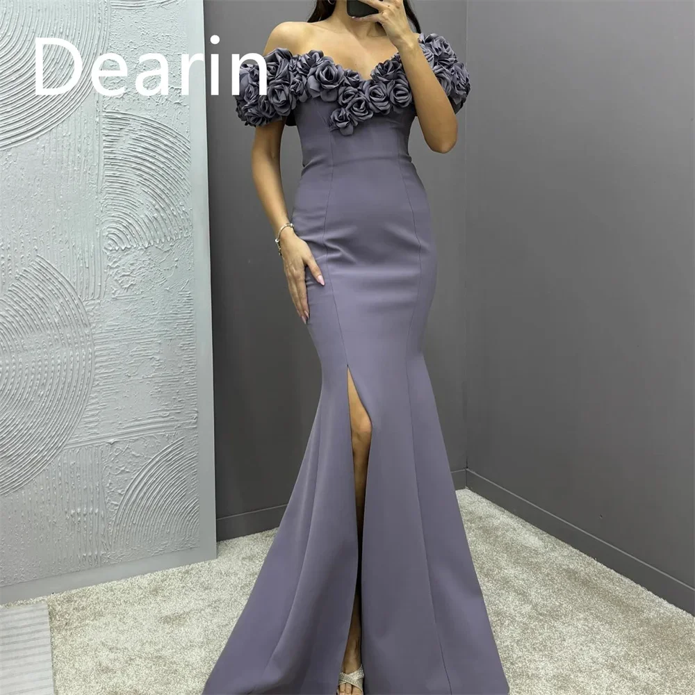 Customized Evening Dress Prom Gown Formal Party Occasion Dearin V-neck Sheath Floor Length Skirts Ruffle Bespoke  Dresse