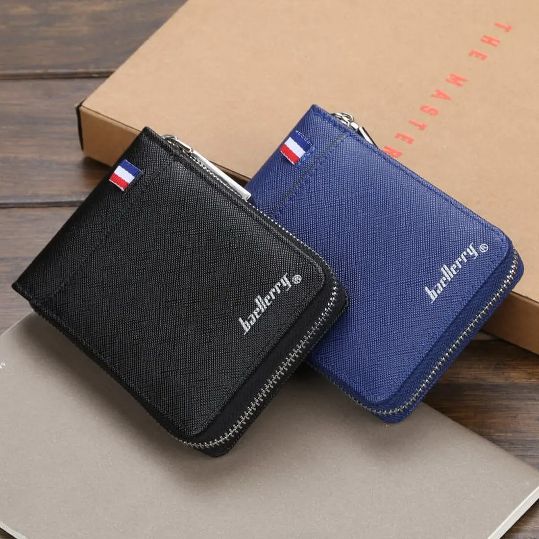 Men's Credit ID Card Holder Wallet Male Black Slim Leather Wallet with Coin Pocket PU Business Zipper Small Purse For Men