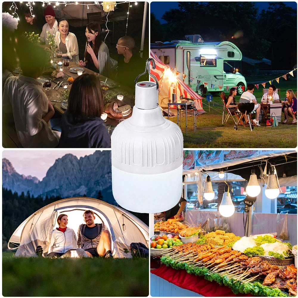 Outdoor USB Rechargeable Mobile LED Lamp Bulbs Emergency Light Portable Hook Up Camping Lights Home Decor Night Light Hot Sale