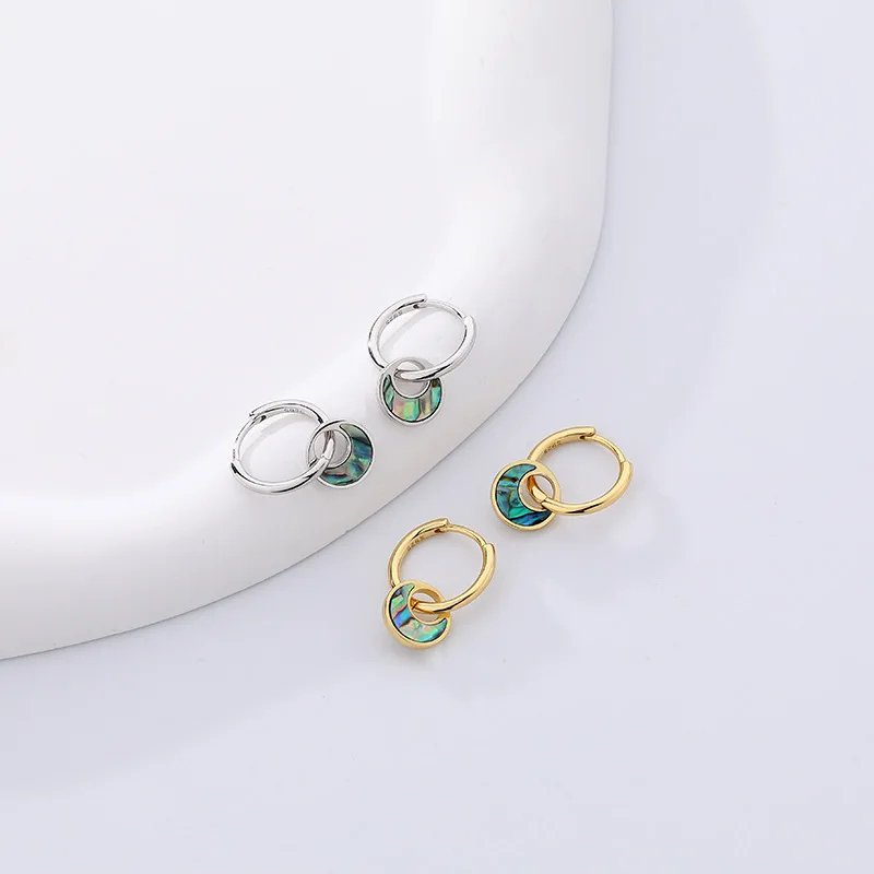 925 Sterling Silver Jewelry Abalone Shell Earrings/Turquoise Earrings Gold/Silver Two Color For Women Party Wedding Jewelry Gift