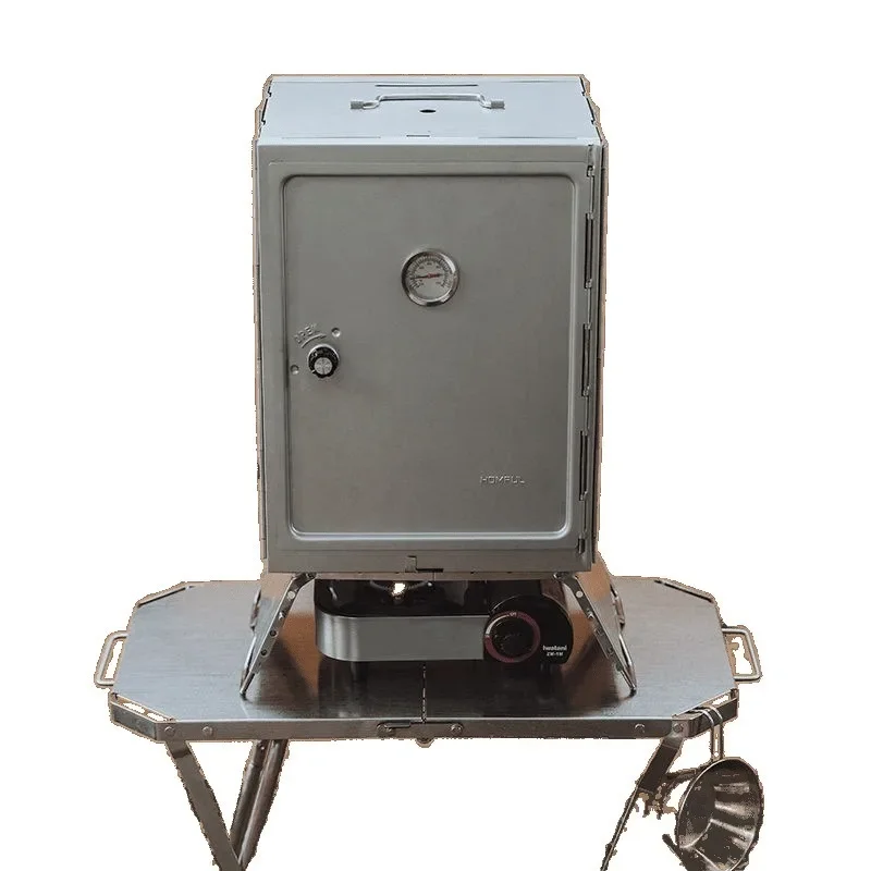 Folding oven outdoor, smoke oven stainless steel smoke box, camping with lid