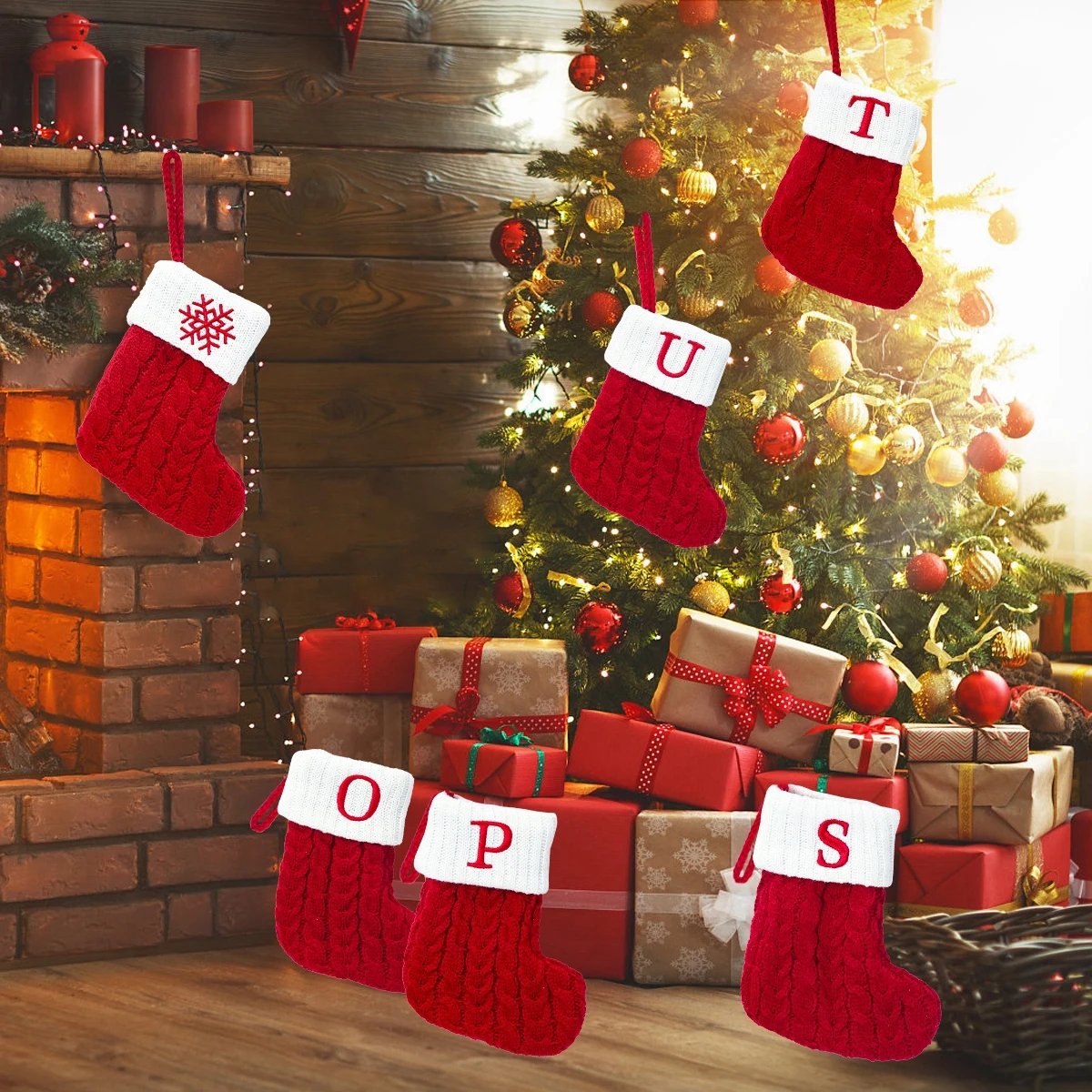 Christmas Socks Red Snowflake Alphabet Letters Merry Christmas Decorations For Home 2022 Xmas Navidad Natal Gifts New Year 2025