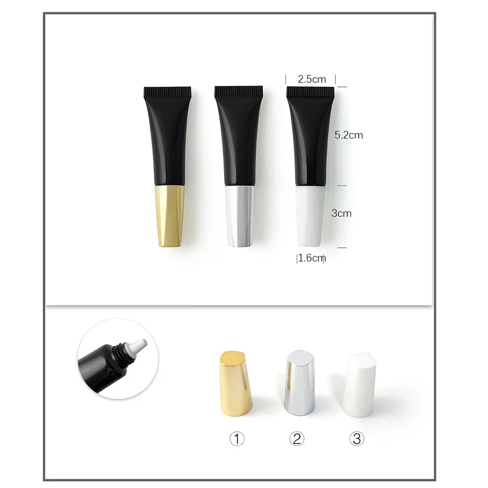 5g Black Plastic Empty Squeeze Bottle 5ml Cosmetic Soft Tube Eye Cream Essence Lotion Sample Refillable Container