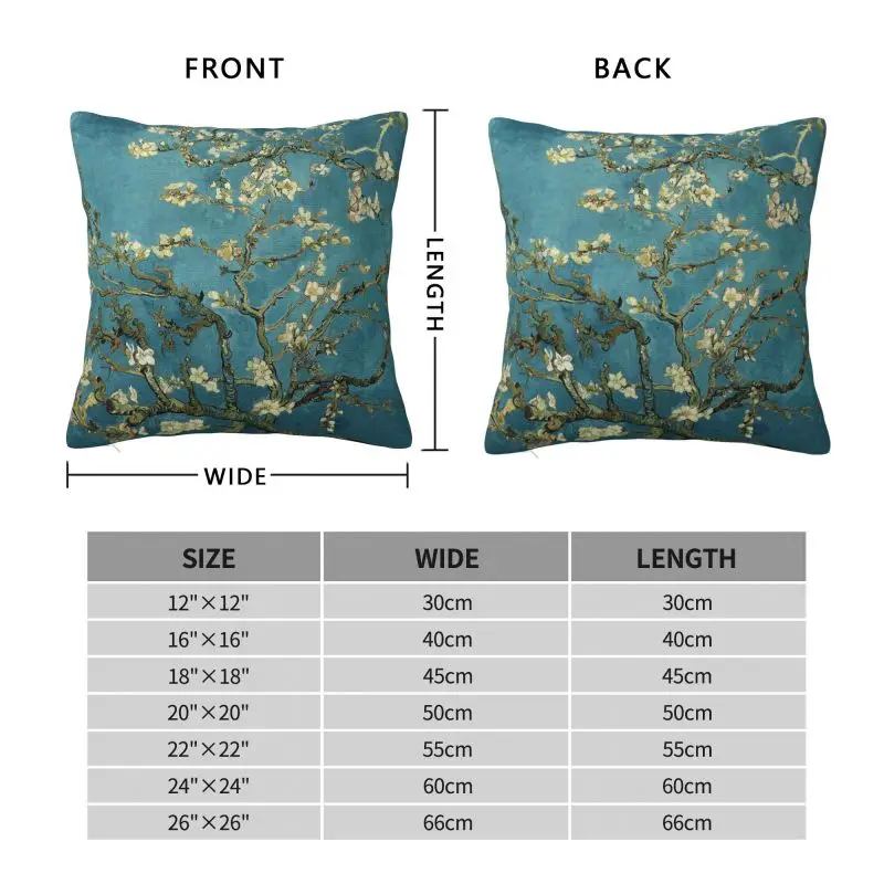 Vincent Van Gogh Almond Blossom Pillowcase Square Pillow Case 18x18 Inches Soft Cozy Polyester Cushion Cover Home Office Decor