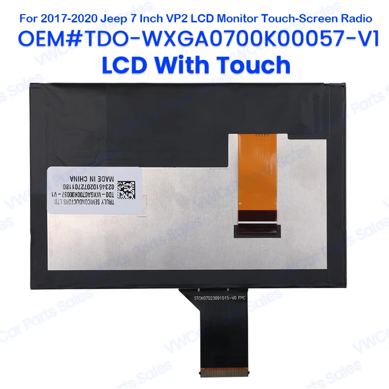 WXGA0700K00033-V2 TD0-WXGA0700K00057-V1 TDO-LMB5K00057BL For Jeep Compass 2017-2020 7 Inch LCD Touch Screen Display Radio Parts