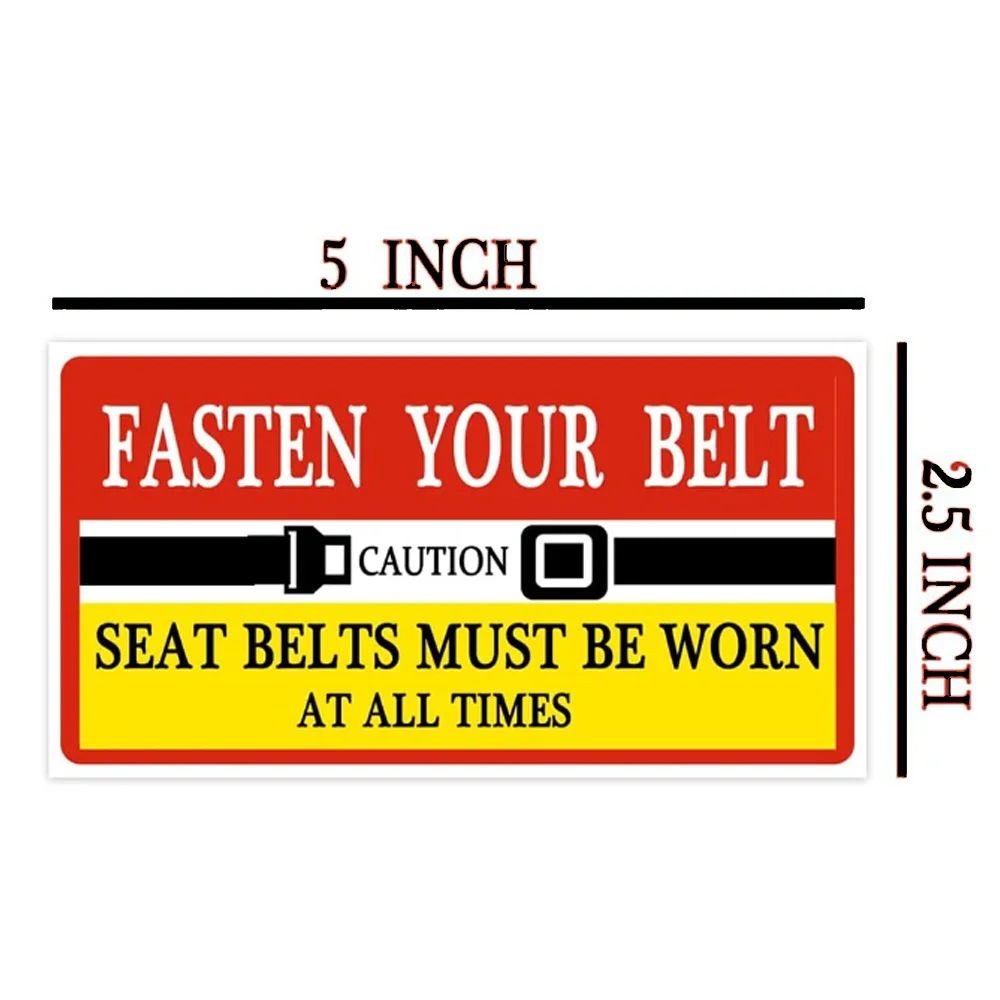 15 Pcs Waterproof Adhesive Fasten Your Seat Belts Stickers 5*2.5Inches Must Be Worn at All Times Safety Labels for Taxi