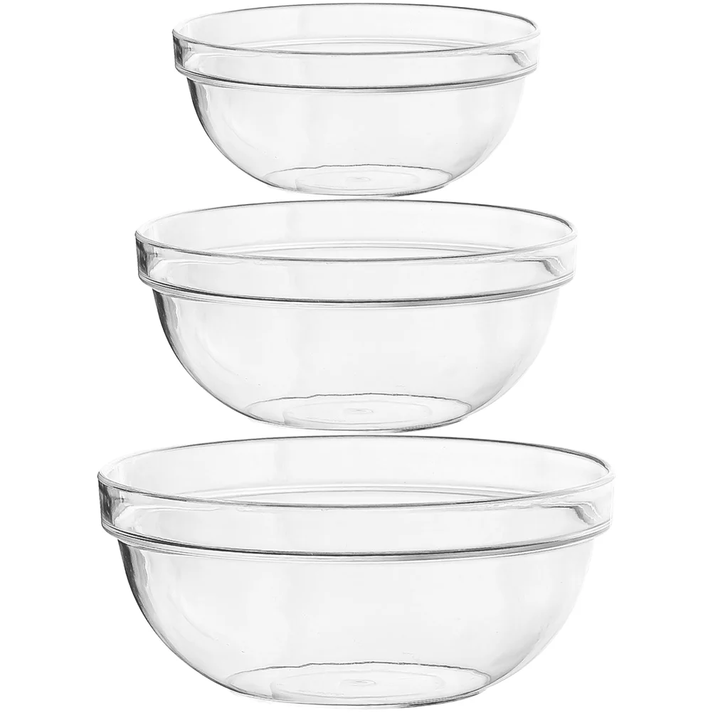 3 Pcs Transparent Salad Bowl Clear Bowls Container Popcorn Plate Small Plastic Trifle