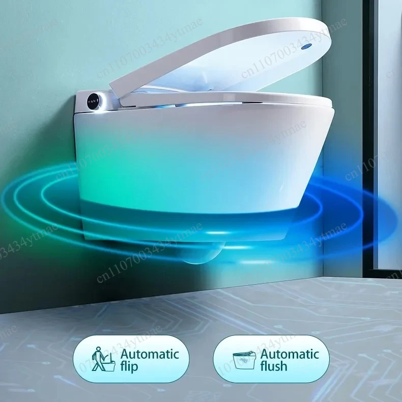 Wall Mounted Smart Toilet Automatic Ceramic Water Closet Bathroom Wall Hung Intelligent Toilet Bowl Commode