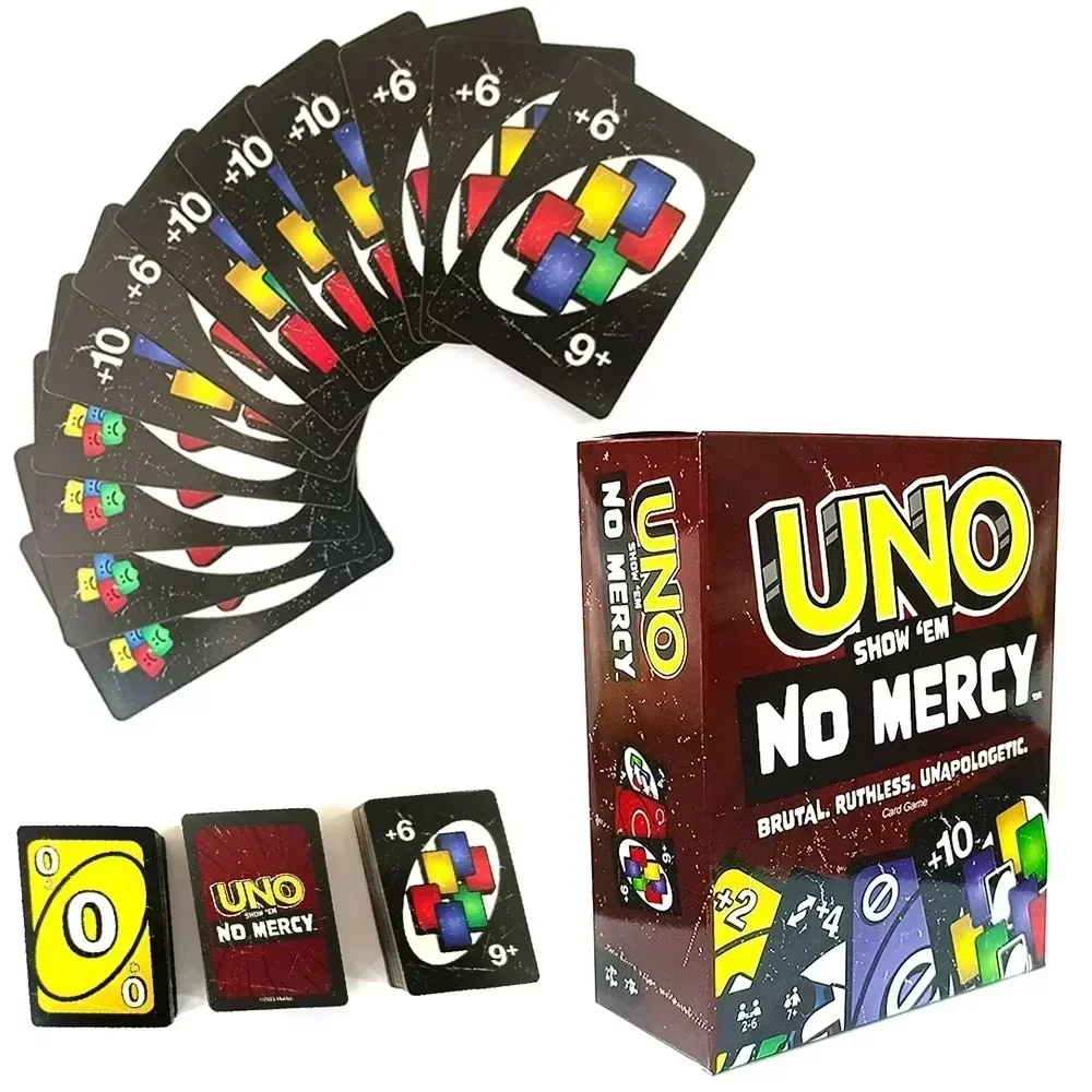 Caliente Uno No misericordia juego de mesa Games2025 UNO tarjetas mesa fiesta familiar entretenimiento UNO juegos de cartas juguetes niños cumpleaños Navidad