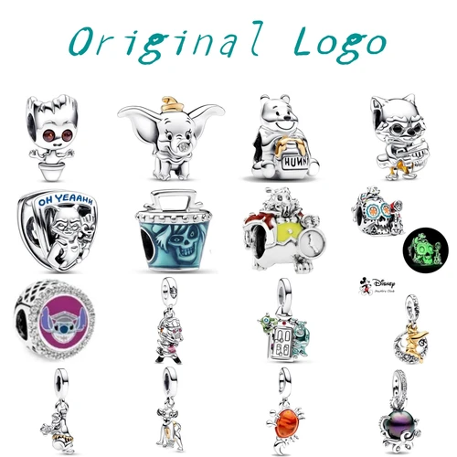 디즈니 고스트 하우스 곰 코끼리 펜던트 부적, 925 실버, 오리지널 판도라 팔찌, 여성용 DIY 쥬얼리, 2024 신제품 
