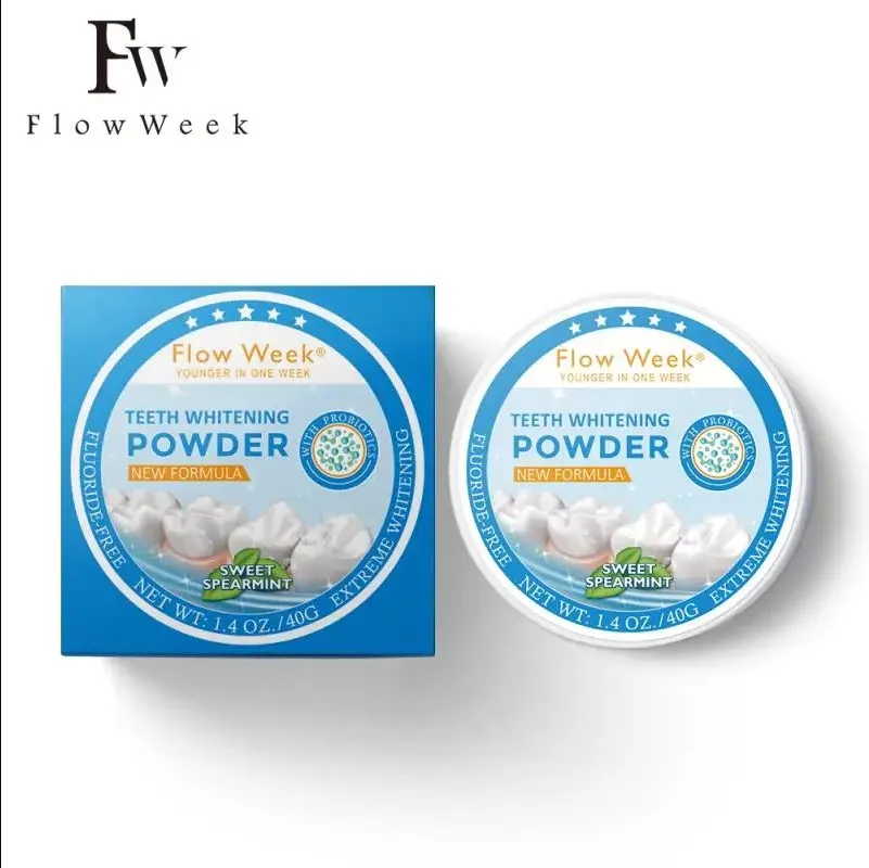 FlowWeek Teeth Whitening Powder - an alternative to tooth polish and tooth stain remover - for sensitive teeth and freshening br