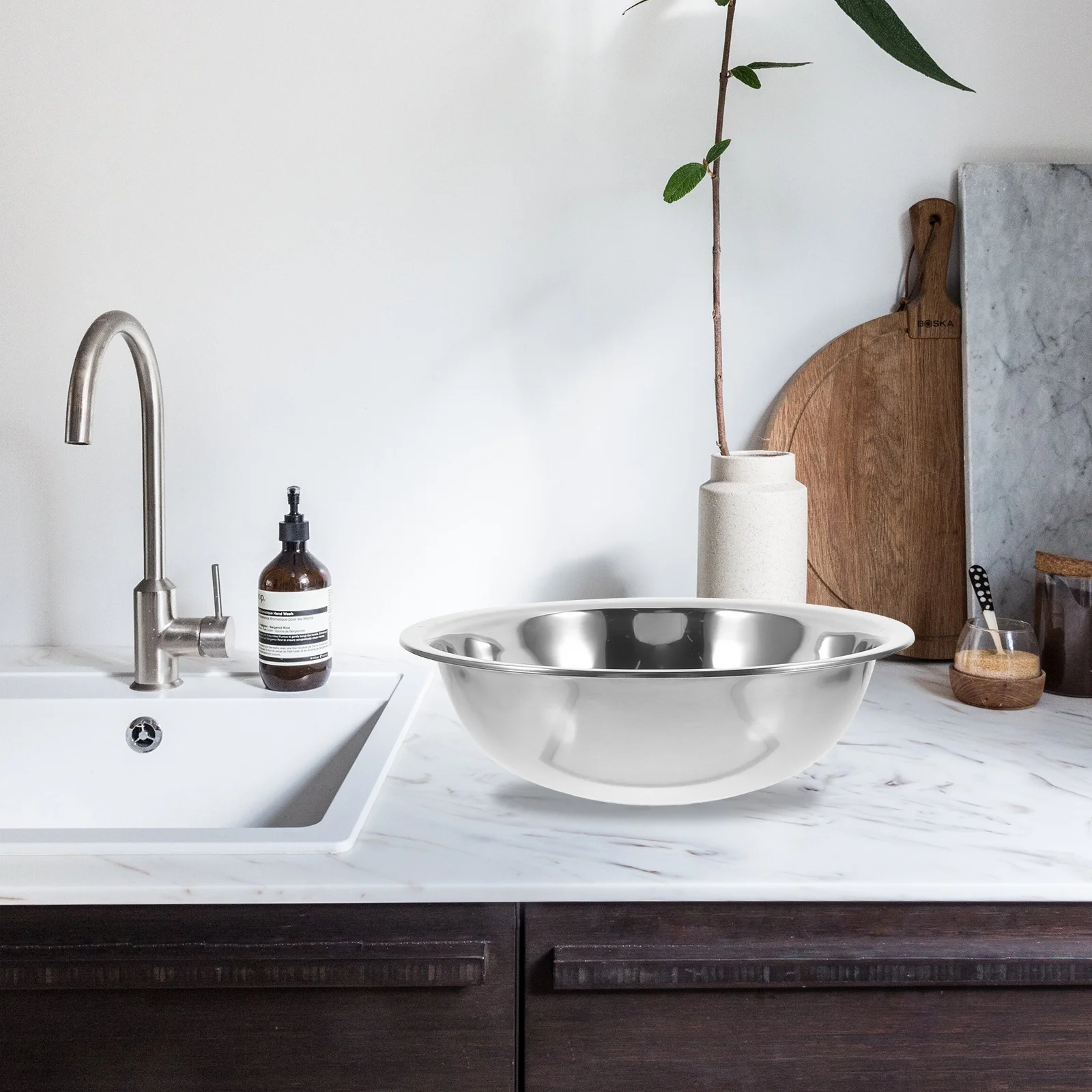 

Stainless Steel Multi-Function Basin 29cm Foot Soaking Face Washing Laundry Portable Dish Tub Large Mixing Bowl