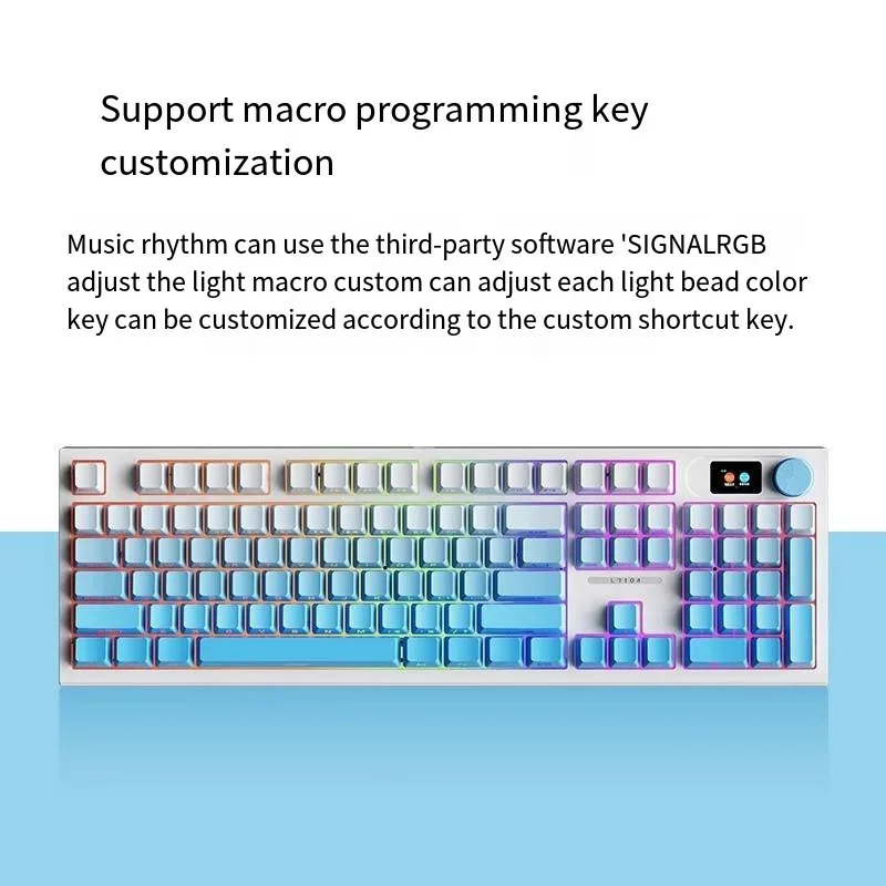 

LANGTU LT104 Side Engraved Thri Mode Mechanical Keyboard Gasket Structure Hot Swap Gaming Keyboard Knob Gradient Office Keyboard