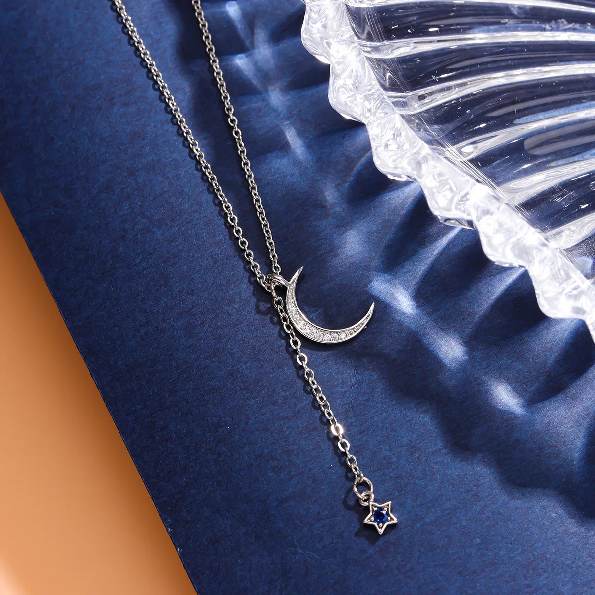 

Новые красивые украшения из стерлингового серебра 925 пробы с изображением луны и звезды, изысканный подарок с кристаллами, женские ожерелья XL229