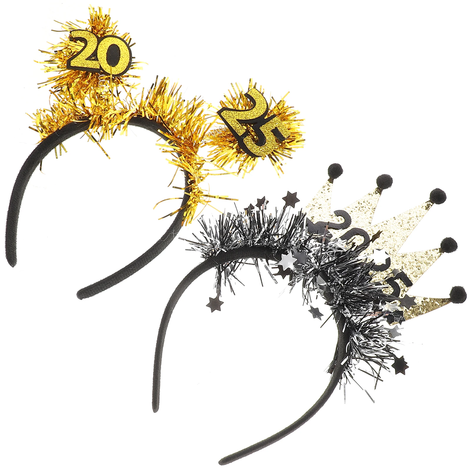 

2 Pcs Headband New Year's Hair Accessories Happy Crown 2025 Years Eve Hats Birthday Glitter Hairband Miss