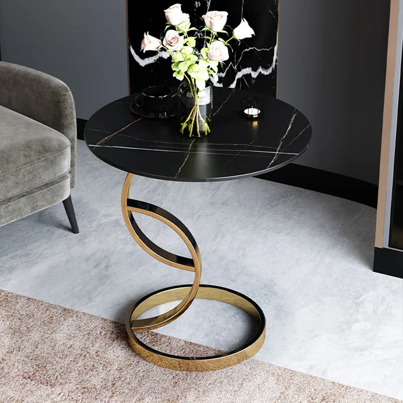 Minimalist coffee table light luxury rock slab edge few living room sofa small round few balcony corner