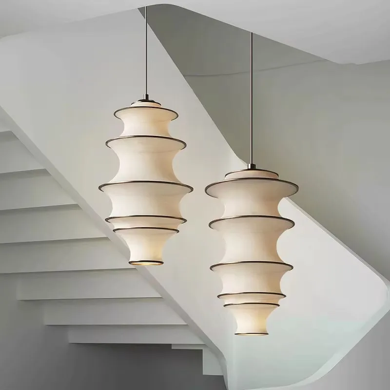 Candelabro de estilo japonés para Loft, lámpara de mesita de noche para apartamento, sala de estar, dormitorio, escalera Cantilever creativa, luz colgante larga