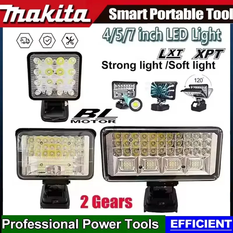 

Портативный светодиодный прожектор Makita 4/5/7 дюймов, беспроводной, для работы на улице, рыбалки, аварийного освещения, совместим с аккумулятором 18В