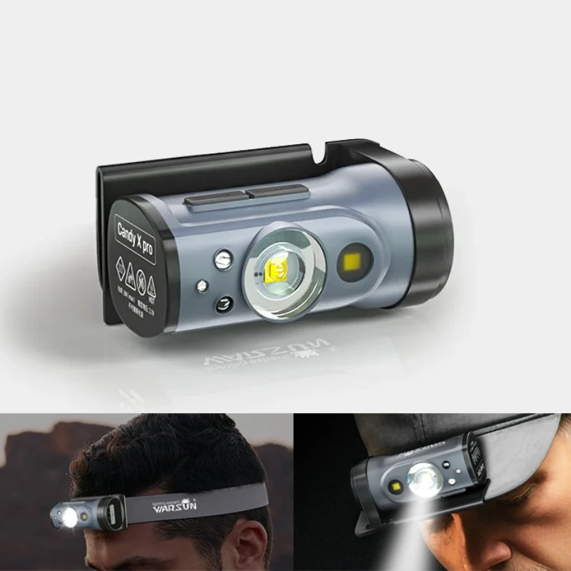 Xiaomi Warsun LED Sensor Hat Clip Lamp Waterproof Head Light Rechargeable Fishing Searching Outdoor Head Flashlight Zoom Lantern