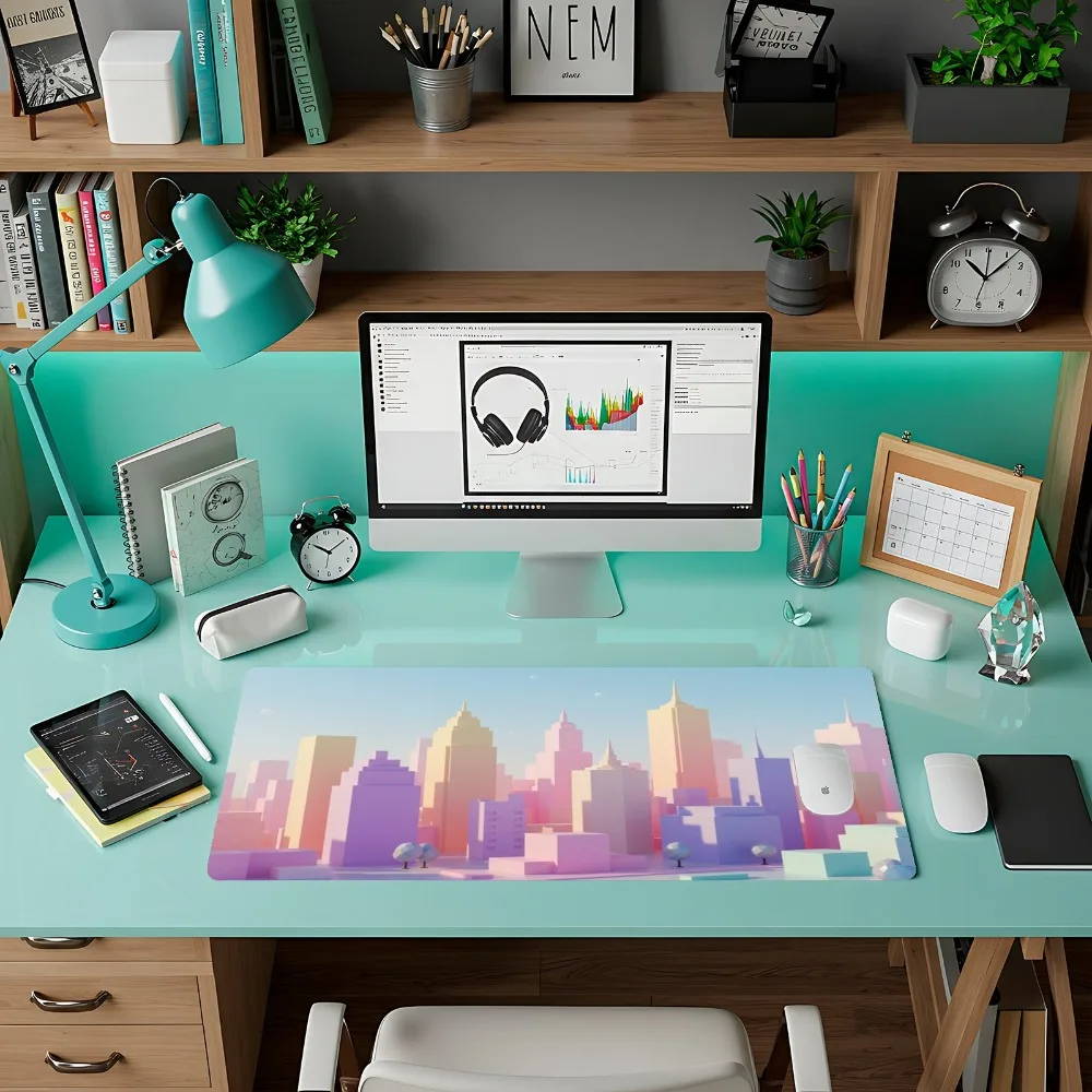 Combined with a laptop, bright pens, a lava lamp and urban landscape designs desk accessories alfombrillas para escritorio