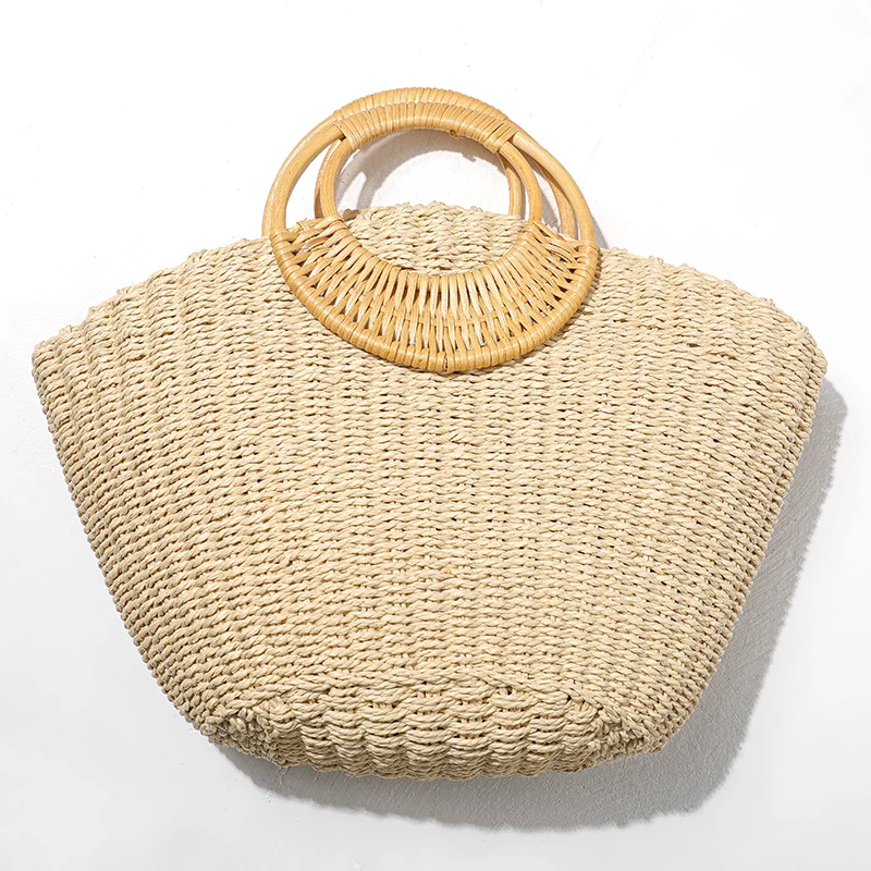 Woven Straw Women Bag 2023 Women\'s Luxury Handbags Designer Solid Color Handmade Lady Bags Bohemian Vocation Beach Female purses