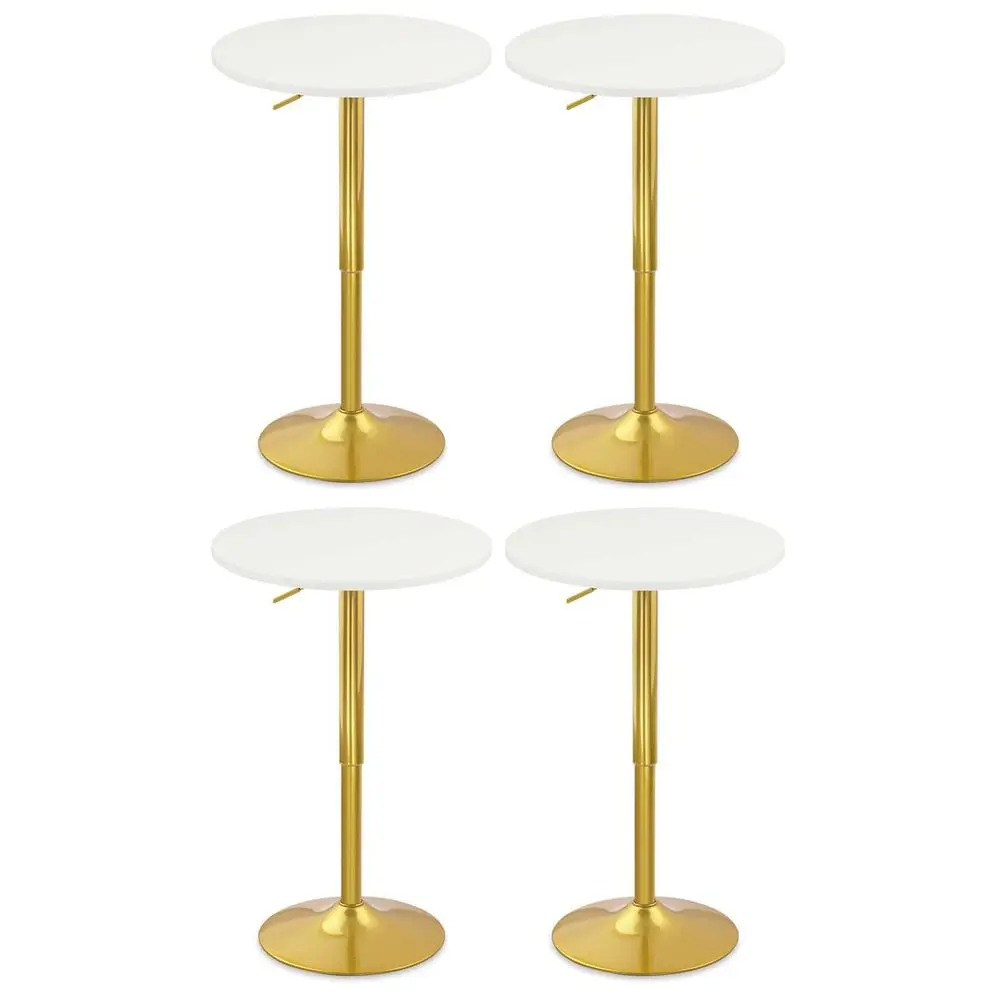 

Round Bar Pub Tables Set of 4, 2636 Height Adjustable Bistro Table with Gold Base, 360 Swivel High Top Cocktail Table for Home