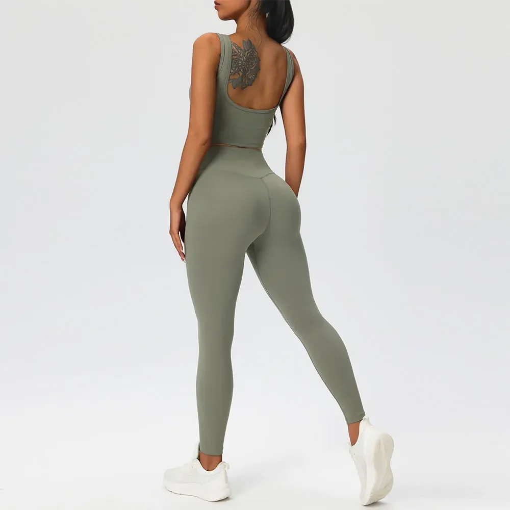 

2 PCS Sport Set Women Tracksuit Top Bra Leggings Wear Yoga Set Sport Suit Push Up Workout Outfit Fitness Running Gym Clothes