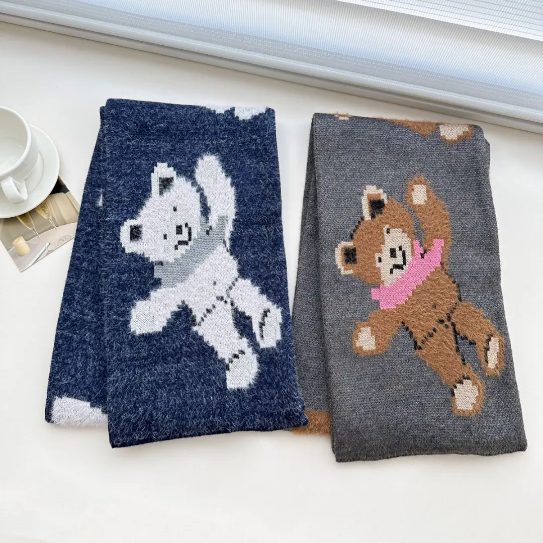 وشاح شتوي مطبوع عليه دب للجنسين أوشحة عصرية للنساء في الهواء الطلق دافئ ناعم وشاح فريد ومميز للرجال #3