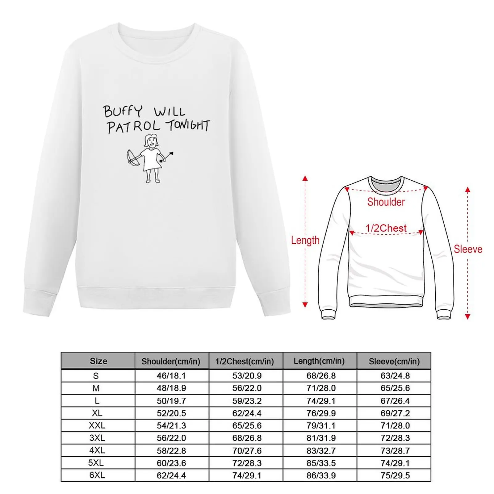 Buffy Will Patrol Tonight Sweatshirt korean style clothes men's sweat-shirt men clothes anime sweatshirt