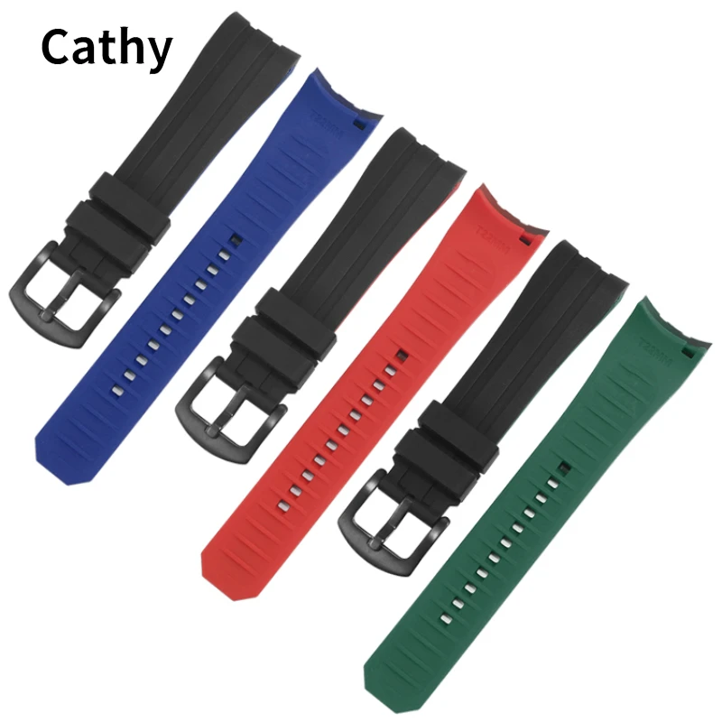 Silicone Watch Strap for Casio Tissot Seiko No. 5 Green Submariner Citizen City Arc Shield Sweat-Proof Rubber Watchband 20 22mm