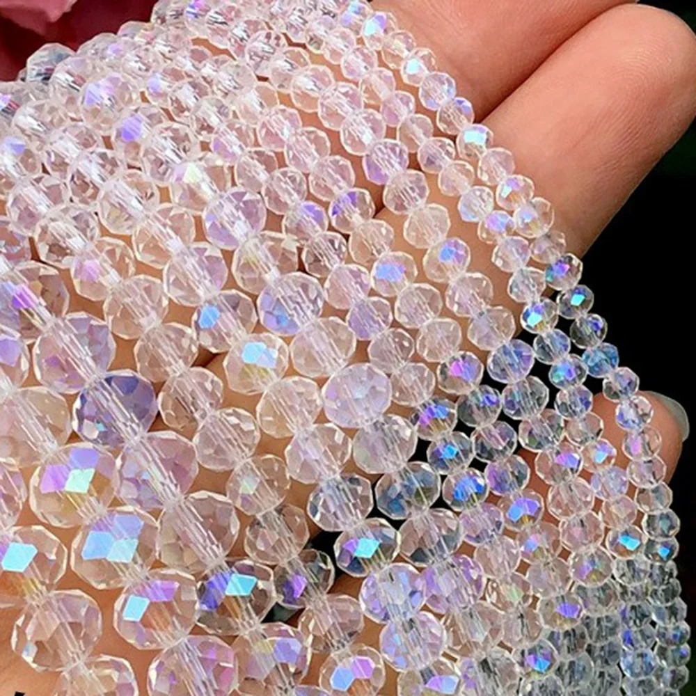 1 2 3 4 6 8 10mm Faceted Crystal Clear Beads Round Glass Beads Loose Spacer Beads for Jewelry Making DIY Bead Strands D5