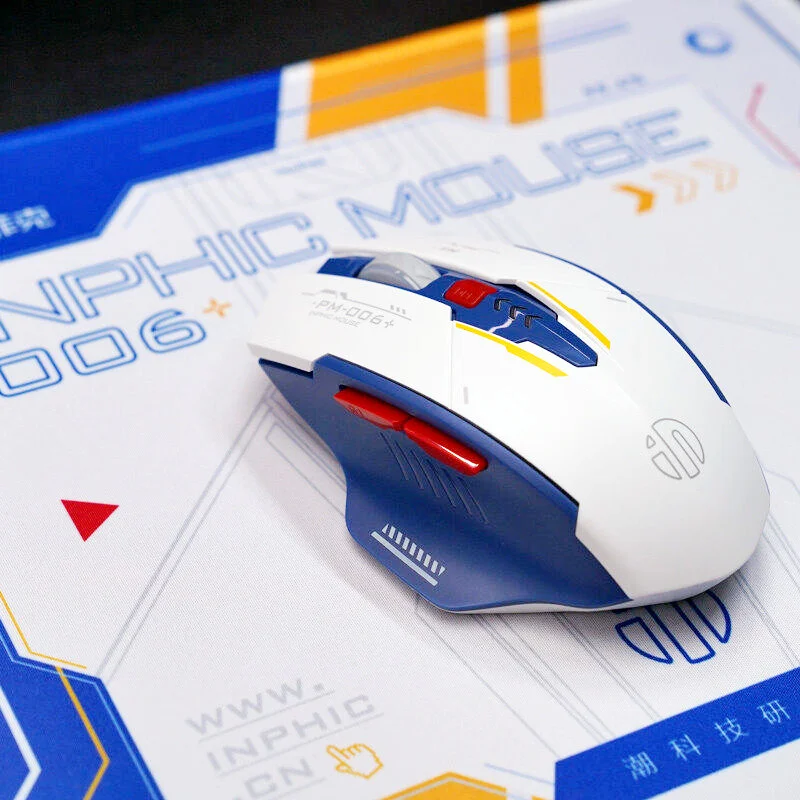 New Inphic M6P Mecha Wireless Mouse Mute Type-c Charging Office Cyber Gaming Mouse With Mouse Pad